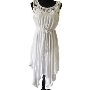 Mlle Gabrielle Women’s Fairy Cottage Gauze Asymmetrical Dress White Size Large